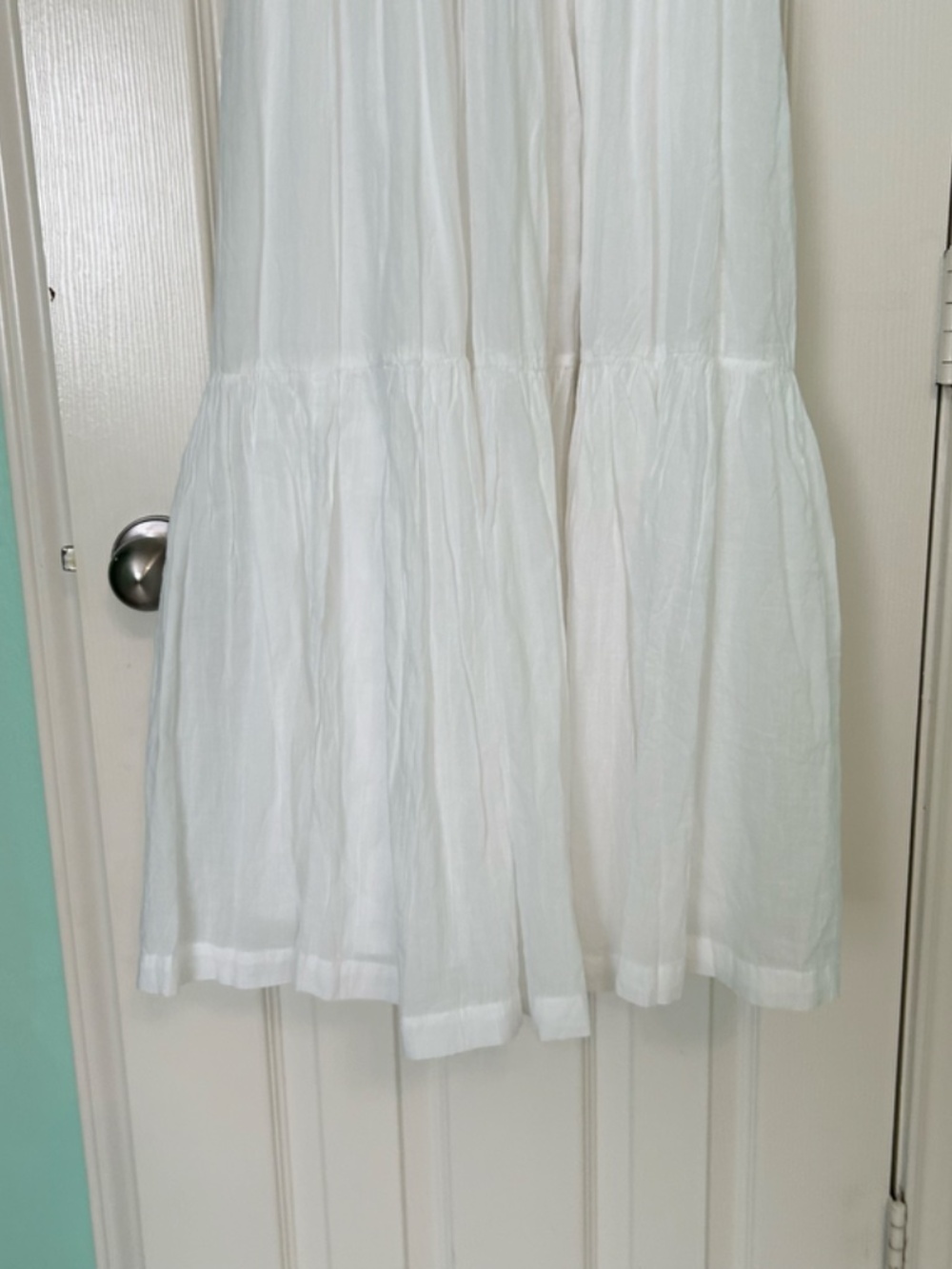 American Eagle White Sundress Shirred Top Spaghetti Straps 3 Tier Midi Skirt NEW - Picture 10 of 14